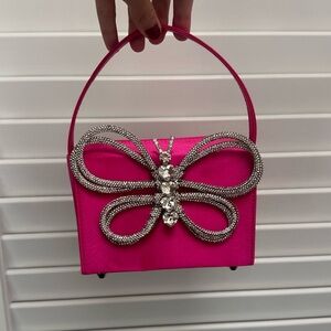 Pink Butterfly Embellished Handbag